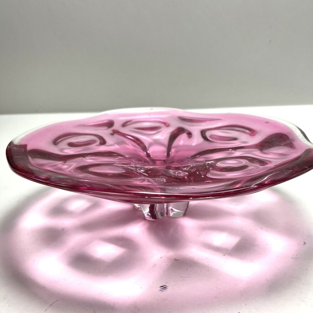 Vintage Pink Pedestal Decorator Bowl Display Dish Fruit Bowl 12" Diameter